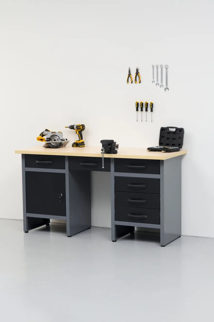 Arbeidsbenk med skap/skuffer 160 x 60 x 85 cm