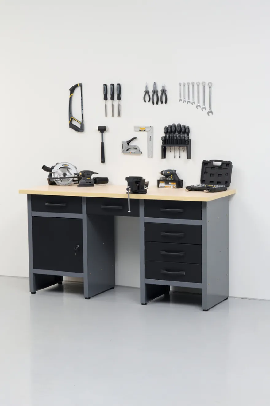 Arbeidsbenk med skap/skuffer 160 x 60 x 85 cm