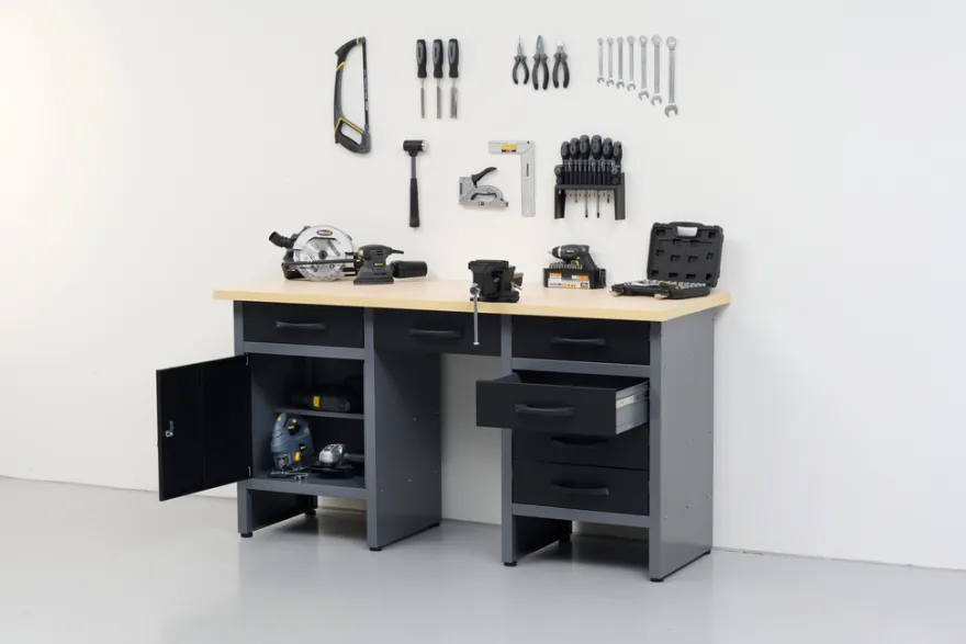 Arbeidsbenk med skap/skuffer 160 x 60 x 85 cm
