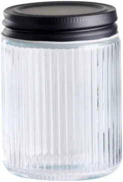 Glasskrukke riflet m/skrulokk 0,25 liter - DAY