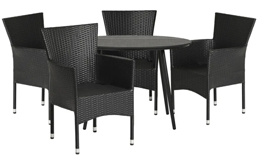 Hagebord Madrid svart Ø110 cm - Sunlife®