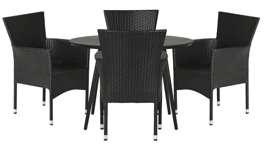 Hagebord Madrid svart Ø110 cm - Sunlife®
