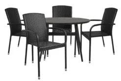 Hagebord Madrid svart Ø110 cm - Sunlife®