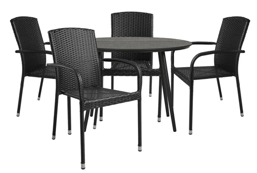 Hagebord Madrid svart Ø110 cm - Sunlife®