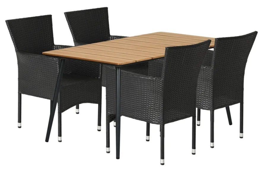 Hagebord Beijing svart/teak 148 x 85 cm - Sunlife®