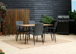 Hagebord Beijing svart/teak 148 x 85 cm - Sunlife®