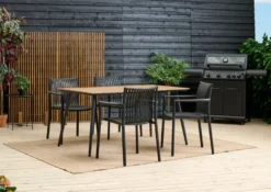 Hagebord Beijing svart/teak 148 x 85 cm - Sunlife®
