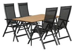 Hagebord Beijing svart/teak 148 x 85 cm - Sunlife®