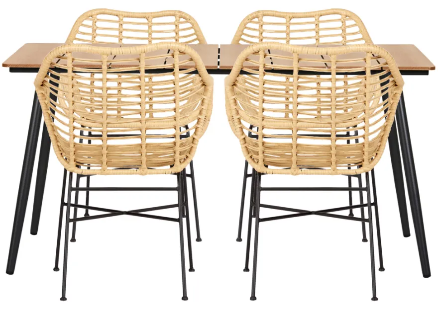 Hagebord Beijing svart/teak 148 x 85 cm - Sunlife®