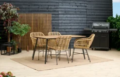 Hagebord Beijing svart/teak 148 x 85 cm - Sunlife®