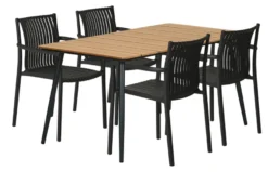 Hagebord Beijing svart/teak 148 x 85 cm - Sunlife®