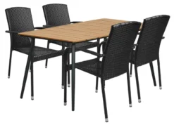 Hagebord Beijing svart/teak 148 x 85 cm - Sunlife®