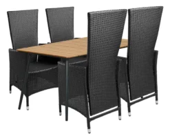 Hagebord Beijing svart/teak 148 x 85 cm - Sunlife®
