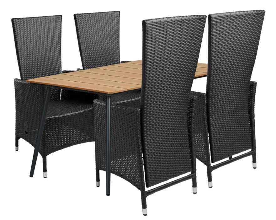 Hagebord Beijing svart/teak 148 x 85 cm - Sunlife®