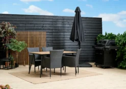 Hagebord Beijing svart/teak 148 x 85 cm - Sunlife®