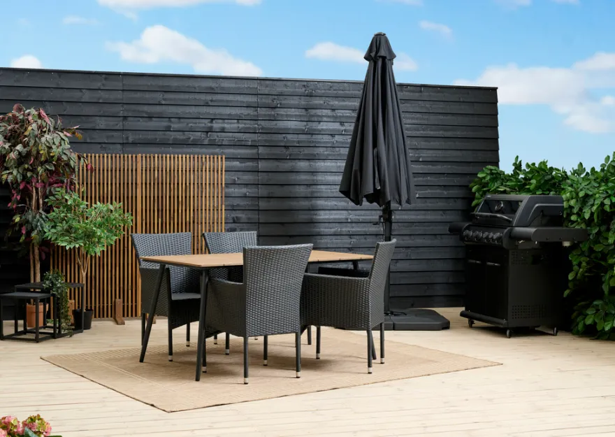 Hagebord Beijing svart/teak 148 x 85 cm - Sunlife®