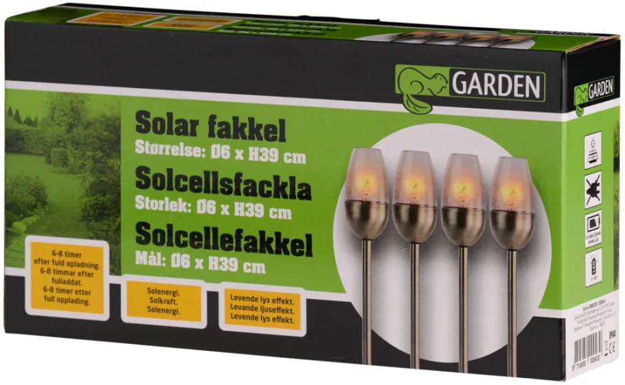 Hagefakler med solceller 38 cm 4-pk. - Garden®