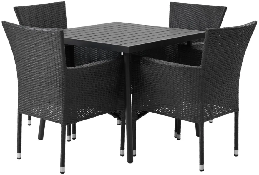 Hagestol Bangkok i metall og svart polyrotting - Sunlife®
