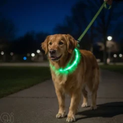 Halsbånd med LED grønn 20-60 cm