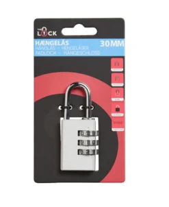 Hengelås m/kode 30 mm aluminium