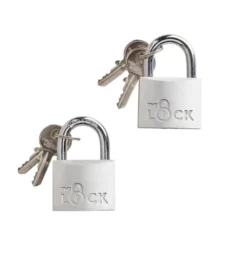 Hengelås m/to nøkler 40 mm aluminium - 2-pk.