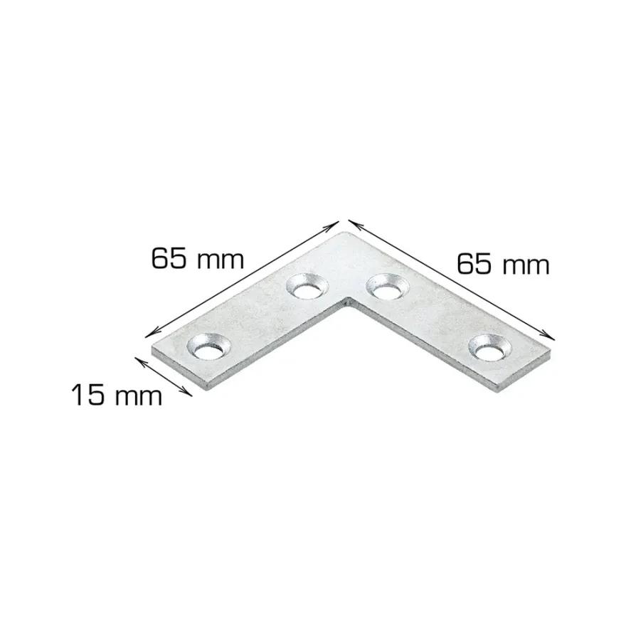 Hjørnebeslag 65 x 65 x 15 mm. mm - 2 stk.
