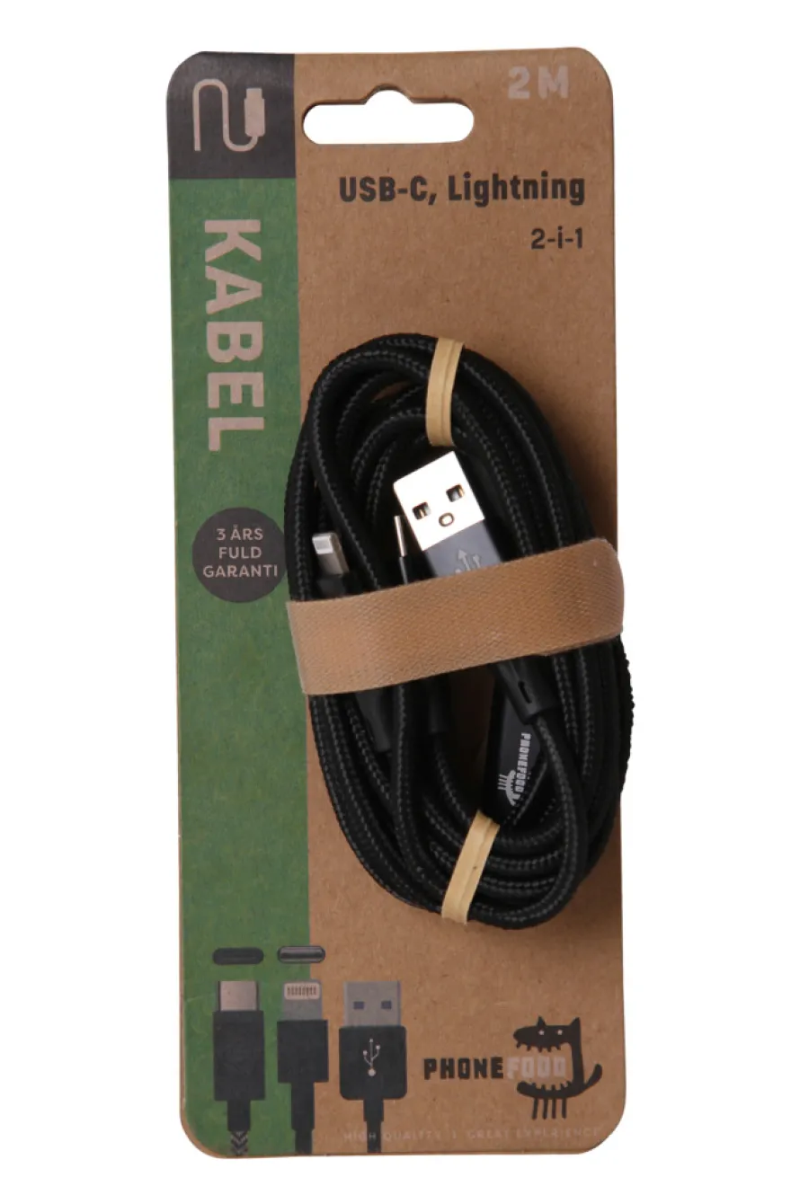 2-i-1 ladekabel 2 meter