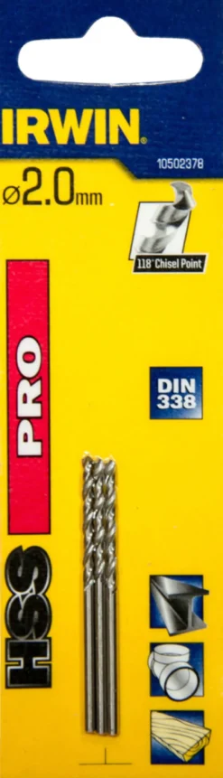 Irwin HSS Pro bor 2 mm 3 stk.