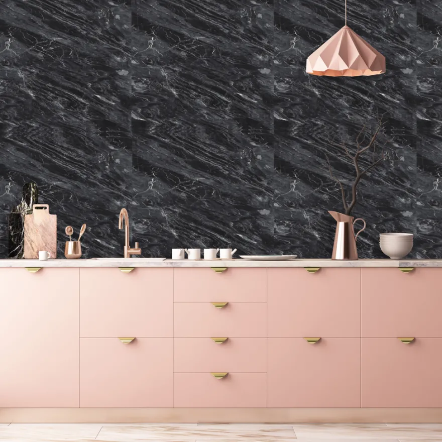 Kitchenline Kjøkkenplate Marmor Black 610 x 610 mm
