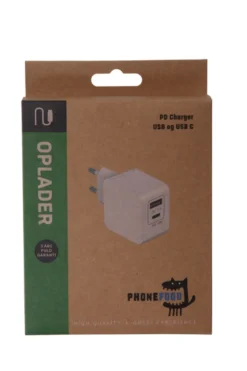 Lader med 2 innganger – USB-A og USB-C