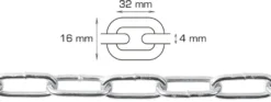 Langlenket kjetting 4 mm x 5 meter