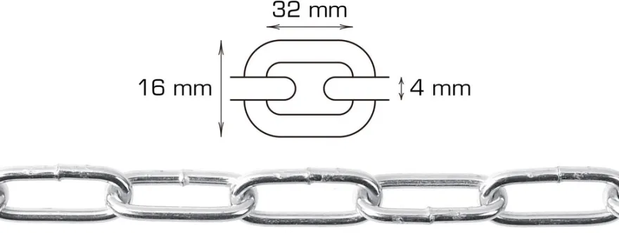 Langlenket kjetting 4 mm x 2 meter