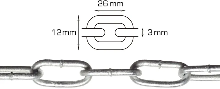 Langlenket kjetting 3 mm x 2 meter
