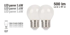 LED-kronepærer 3,6 W E27 - 2-pk.