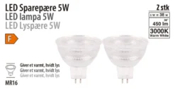 LED-spotpære 5 W GU5,3 - 2-pk.