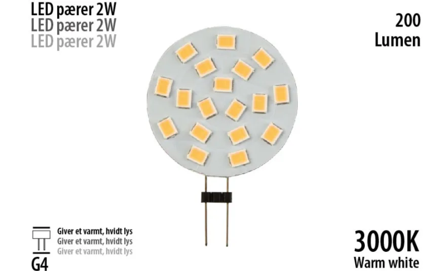 LED-stiftpære 2 W G4 - 1 stk.