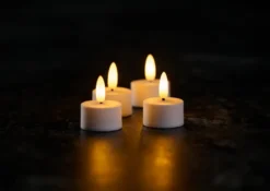 LED-telys m/3D flamme 4 stk.