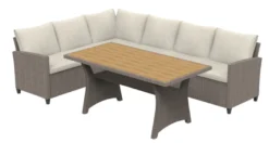 Loungesett Boise 3 deler teak/natur - Sunlife®