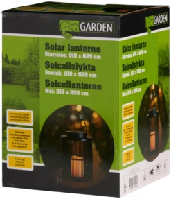 Lykt med solcelle svart 18 x 18 x 25 cm - Garden®