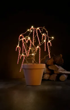 Lyskjede med julestokker med 20 LED og timer 1,9 meter