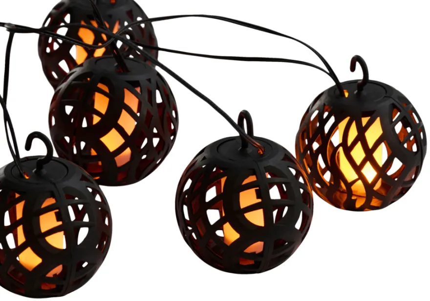 Lyslenke m/8 kuler med flammeeffekt 4,1 meter - Garden®