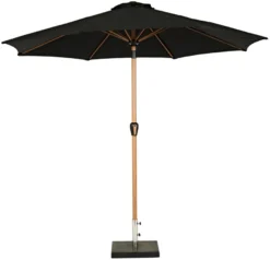Markedsparasoll Stockholm Ø300 cm svart/teak - Sunlife®