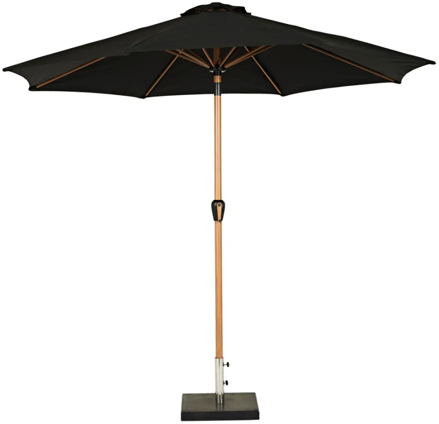 Markedsparasoll Stockholm Ø300 cm svart/teak - Sunlife®