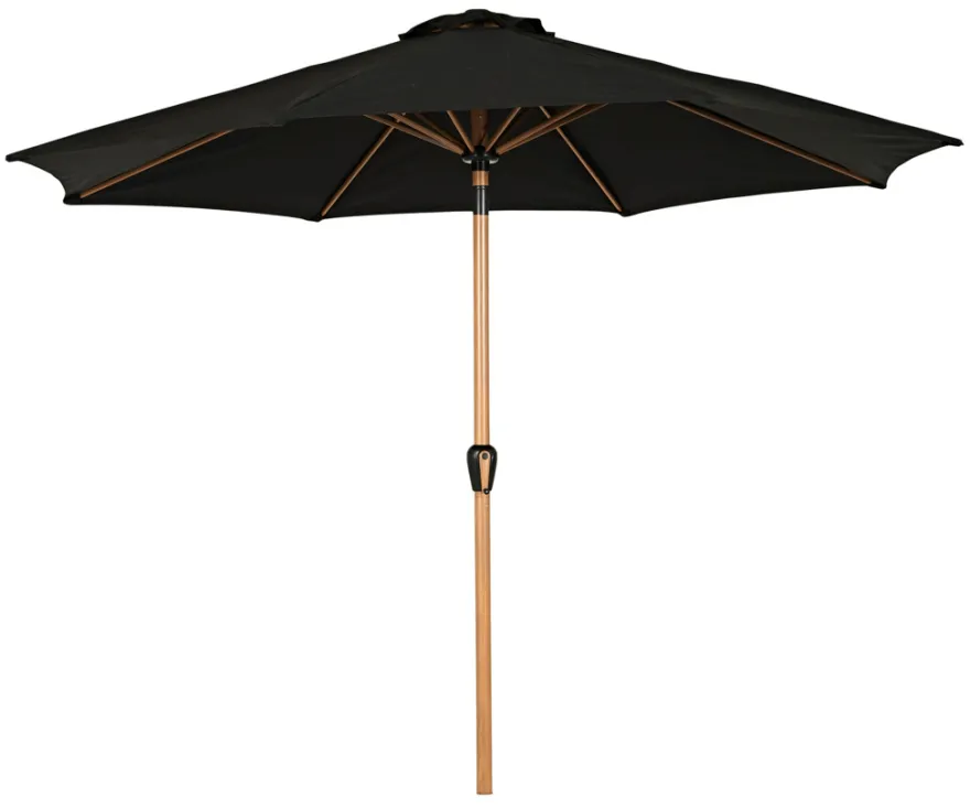 Markedsparasoll Stockholm Ø300 cm svart/teak - Sunlife®