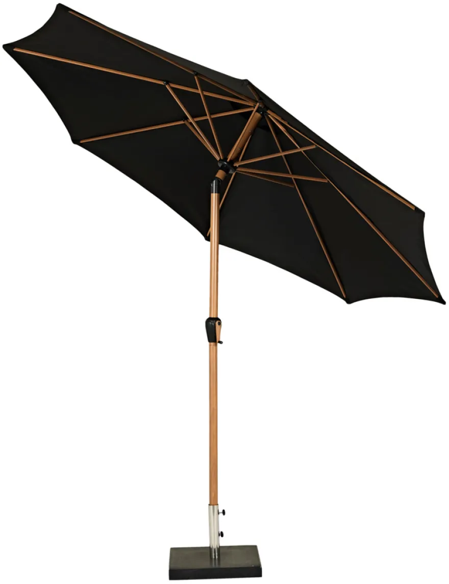 Markedsparasoll Stockholm Ø300 cm svart/teak - Sunlife®