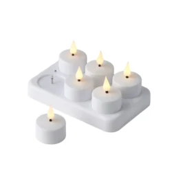 Oppladbare LED-telys hvit 6-pk.