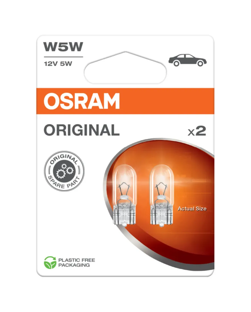 Osram lyspære til bil W5W - 2 stk.