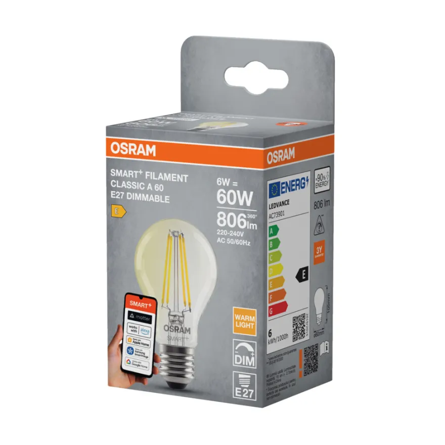 Osram SMART+ standard filamentpære hvit E27 6 W