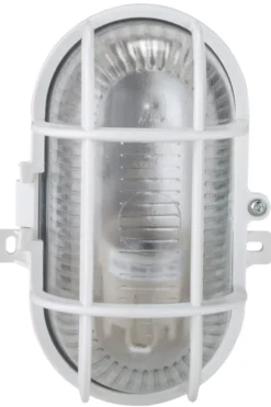 Oval vegglampe hvit