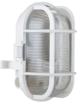 Oval vegglampe hvit